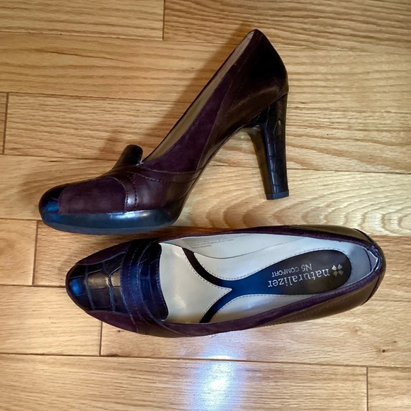 Naturalizer Leather Chocolate Brown Platform Heels, fit 6.5-7 - Picture 14 of 15